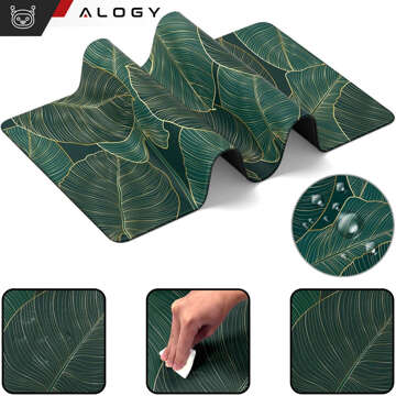 Desk pad for mouse keyboard Anti-slip gaming protective mat XL 80x40 cm Alogy Leaves Big Leaves