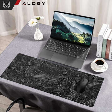 Desk pad for mouse keyboard Anti-slip gaming protective mat XL 80x40 cm Black Alogy Line Texture