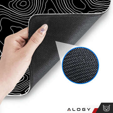 Desk pad for mouse keyboard Anti-slip gaming protective mat XL 80x40 cm Black Alogy Line Texture