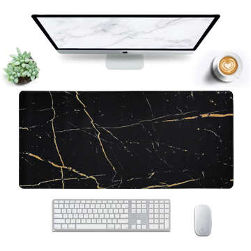 Desk pad for mouse keyboard Anti-slip gaming protective mat XXL 90x40 Alogy Marble black