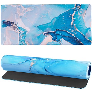 Desk pad for mouse keyboard Anti-slip gaming protective mat XXL 90x40 Alogy Marble blue