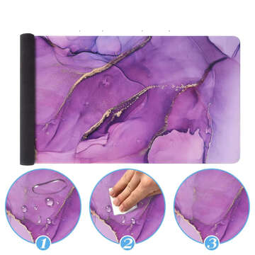 Desk pad for mouse keyboard Anti-slip gaming protective mat XXL 90x40 Alogy Marble purple