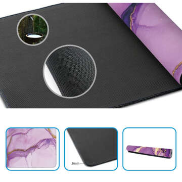 Desk pad for mouse keyboard Anti-slip gaming protective mat XXL 90x40 Alogy Marble purple