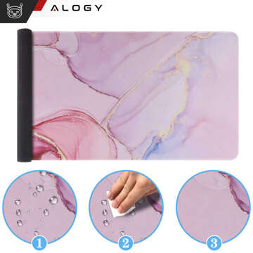 Desk pad for mouse keyboard Anti-slip gaming protective mat xxl 88x40 Alogy Marble Pink