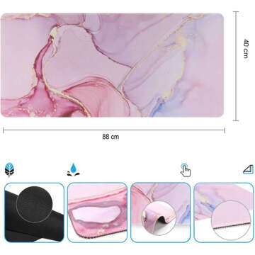 Desk pad for mouse keyboard Anti-slip gaming protective mat xxl 88x40 Alogy Marble Pink