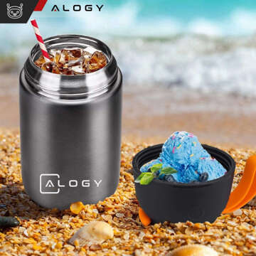 Dinner Thermos for Kids Soup Food 700ml Alogy Stainless Steel Folding Spoon Thermal Gray