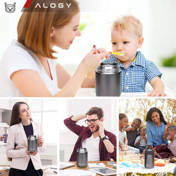 Dinner Thermos for Kids Soup Food 700ml Alogy Stainless Steel Folding Spoon Thermal Gray