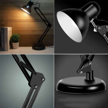 Drawing Desk Lamp Night Lamp E27 LED Lampshade for Desk Adjustable Black