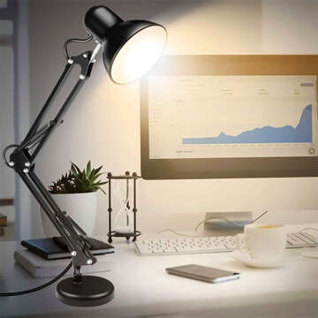 Drawing Desk Lamp Night Lamp E27 LED Lampshade for Desk Adjustable Black