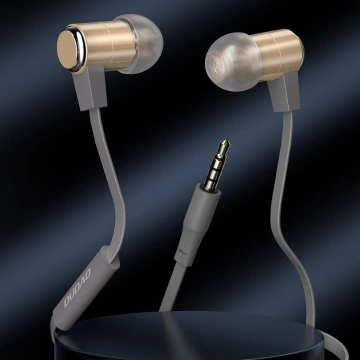 Dudao in-ear headphones headset with remote control and microphone 3.5 mm mini jack gold (X13S)