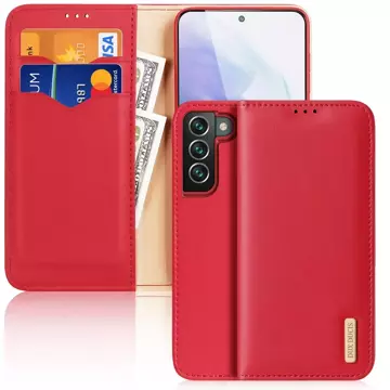 Dux Ducis Hivo Leather Flip Cover Genuine Leather Case Wallet for Cards and Documents Samsung Galaxy S22 (S22 Plus) Red