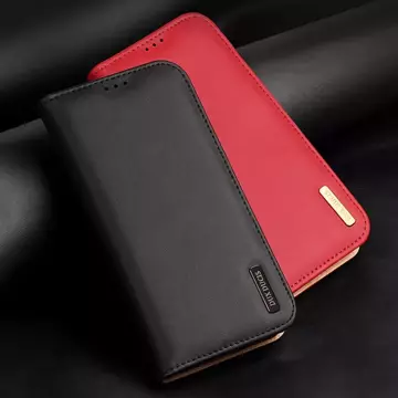 Dux Ducis Hivo Leather Flip Cover Genuine Leather Case Wallet for Cards and Documents Samsung Galaxy S22 (S22 Plus) Red