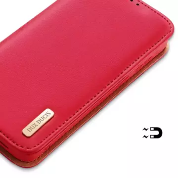 Dux Ducis Hivo Leather Flip Cover Genuine Leather Case Wallet for Cards and Documents Samsung Galaxy S22 (S22 Plus) Red