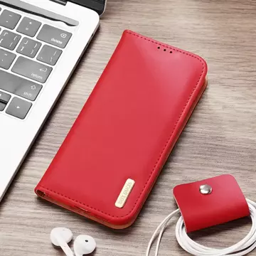 Dux Ducis Hivo Leather Flip Cover Genuine Leather Case Wallet for Cards and Documents Samsung Galaxy S22 (S22 Plus) Red