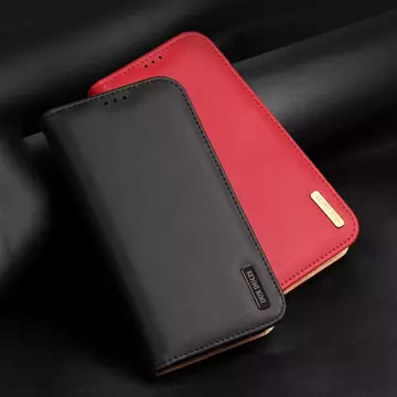 Dux Ducis Hivo leather case with a flap cover made of genuine leather wallet for cards and documents iPhone 14 Plus black