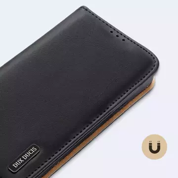 Dux Ducis Hivo leather case with a flap cover made of genuine leather wallet for cards and documents iPhone 14 Plus black