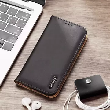 Dux Ducis Hivo leather case with a flap cover made of genuine leather wallet for cards and documents iPhone 14 Pro Max brown