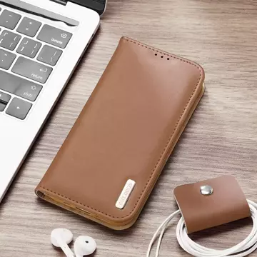 Dux Ducis Hivo leather case with a flap cover made of genuine leather wallet for cards and documents iPhone 14 Pro Max brown