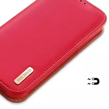 Dux Ducis Hivo leather case with a flap cover made of genuine leather wallet for cards and documents iPhone 14 Pro Max red