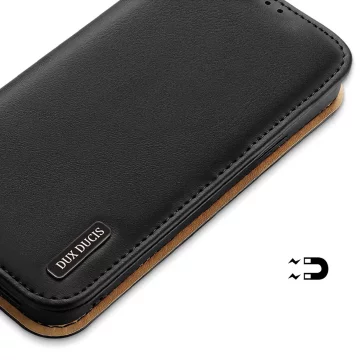 Dux Ducis Hivo leather flip cover genuine leather wallet for cards and documents iPhone 14 black