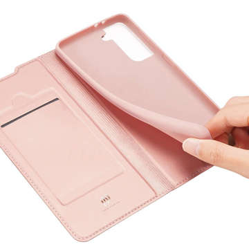 Dux Ducis Skin Pro Leather Flip Protective Case for Samsung Galaxy S21 Plus 5G Pink Glass