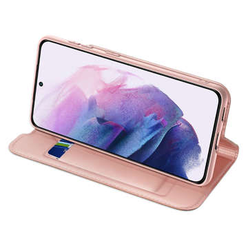 Dux Ducis Skin Pro Leather Flip Protective Case for Samsung Galaxy S22 Pink Glass