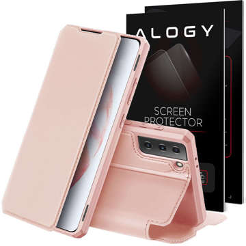 Dux Ducis Skin X Protective Flip Leather Case for Galaxy S21 5G Pink Glass
