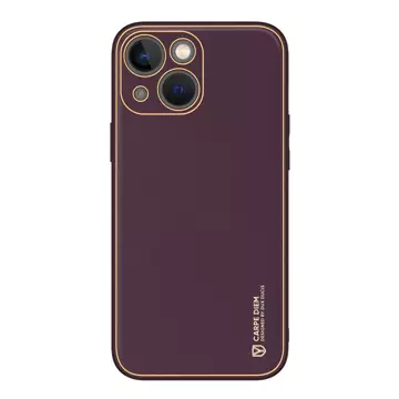 Dux Ducis Yolo case iPhone 14 Plus elegant cover made of ecological leather purple