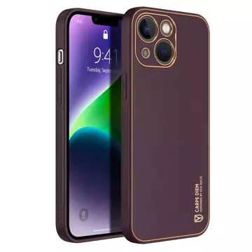 Dux Ducis Yolo case iPhone 14 Plus elegant cover made of ecological leather purple