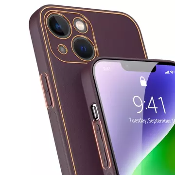 Dux Ducis Yolo case iPhone 14 Plus elegant cover made of ecological leather purple