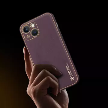 Dux Ducis Yolo case iPhone 14 Plus elegant cover made of ecological leather purple