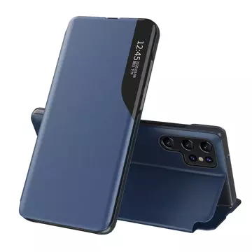 Eco Leather View Case elegant flip case with stand function for Samsung Galaxy S22 Ultra blue