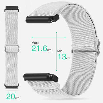 Elastic Strap Universal Nylon Alogy Nylon Smartwatch Band 20mm white