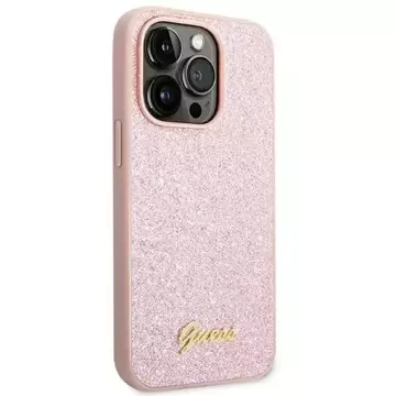 Etui Guess GUHCP14LHGGSHP do Apple iPhone 14 Pro 6,1" różowy/pink hard case Glitter Script