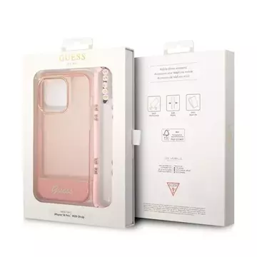 Etui Guess GUHCP14XHGCOHP do Apple iPhone 14 Pro Max 6,7" różowy/pink hardcase Translucent Pearl Strap