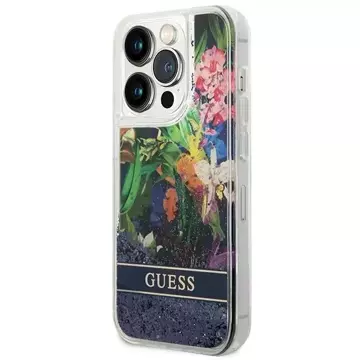 Etui Guess GUHCP14XLFLSB do Apple iPhone 14 Pro Max 6,7" niebieski/blue hardcase Flower Liquid Glitter