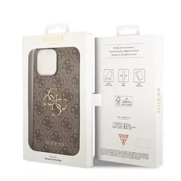 Etui Guess GUHCP15L4GMGBR do iPhone 15 Pro 6.1" brązowy/brown hardcase 4G Big Metal Logo