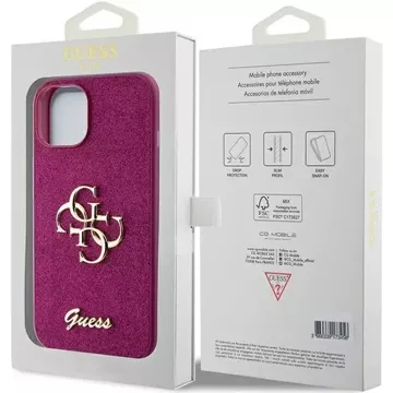 Etui Guess GUHCP15SHG4SGU do iPhone 15 6.1" fioletowy/purple hardcase Glitter Script Big 4G