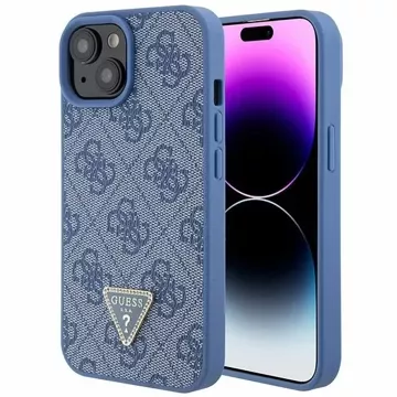 Etui Guess GUHCP15SP4TDPB do iPhone 15 6.1" niebieski/blue hardcase Leather 4G Triangle Strass