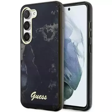 Etui Guess GUHCS23SHTMRSK do Samsung Galaxy S23 S911 czarny/black hardcase Golden Marble Collection