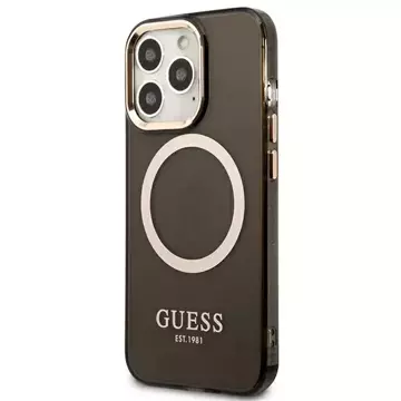 Etui Guess GUHMP13LHTCMK do iPhone 13 Pro / 13 6,1" hard case Gold Outline Translucent MagSafe