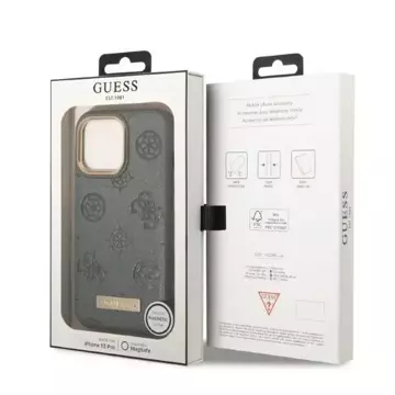 Etui Guess GUHMP13LSAPSTG do Apple iPhone 13 Pro / 13 6,1" szary/grey hardcase Peony Logo Plate MagSafe