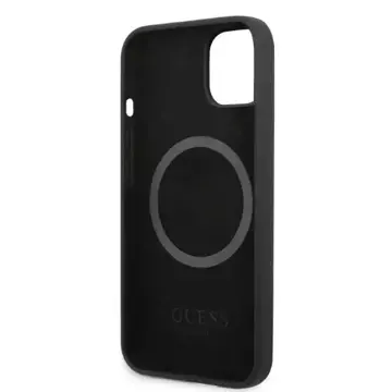 Etui Guess GUHMP13SSPLK do iPhone 13 mini 5,4" czarny/black hard case Silicone Logo Plate MagSafe