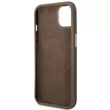 Etui Guess GUHMP14MU4GPRW  do Apple iPhone 14 Plus 6,7" brązowy/brown hard case 4G Logo Plate MagSafe