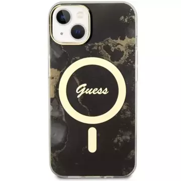 Etui Guess GUHMP14SHTMRSK do iPhone 14 6.1" hardcase Golden Marble MagSafe