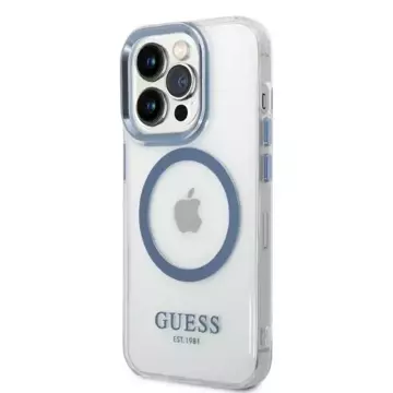 Etui Guess GUHMP14XHTRMB iPhone 14 Pro Max 6,7" niebieski/blue hard case Metal Outline Magsafe