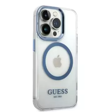 Etui Guess GUHMP14XHTRMB iPhone 14 Pro Max 6,7" niebieski/blue hard case Metal Outline Magsafe