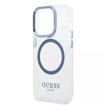 Etui Guess GUHMP14XHTRMB iPhone 14 Pro Max 6,7" niebieski/blue hard case Metal Outline Magsafe