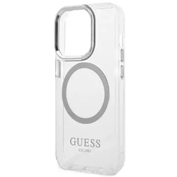 "Etui Guess GUHMP14XHTRMS iPhone 14 Pro Max 6,7\" srebrny/silver hard case Metal Outline Magsafe"