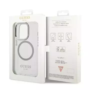 "Etui Guess GUHMP14XHTRMS iPhone 14 Pro Max 6,7\" srebrny/silver hard case Metal Outline Magsafe"